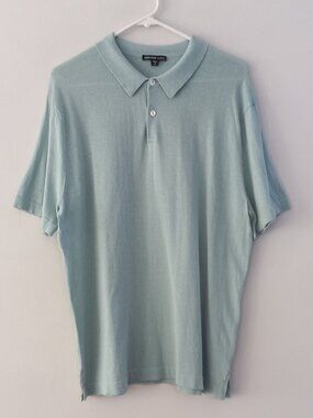 JAMES PERSE cotton blend knit light turquoise polo shirt